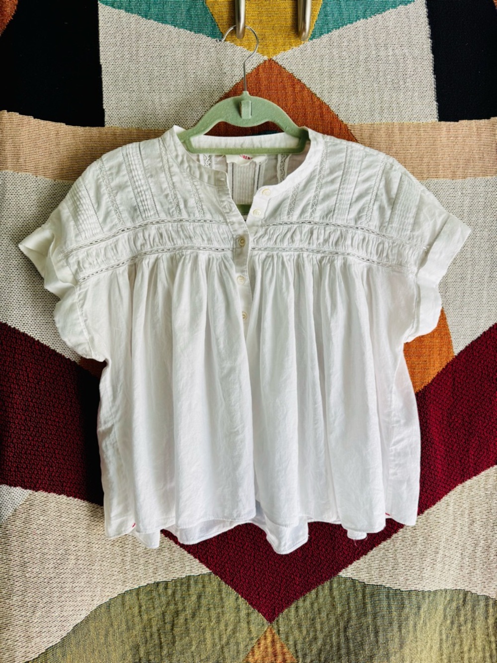 Xirena Women's White Pintuck Peasant Top XS